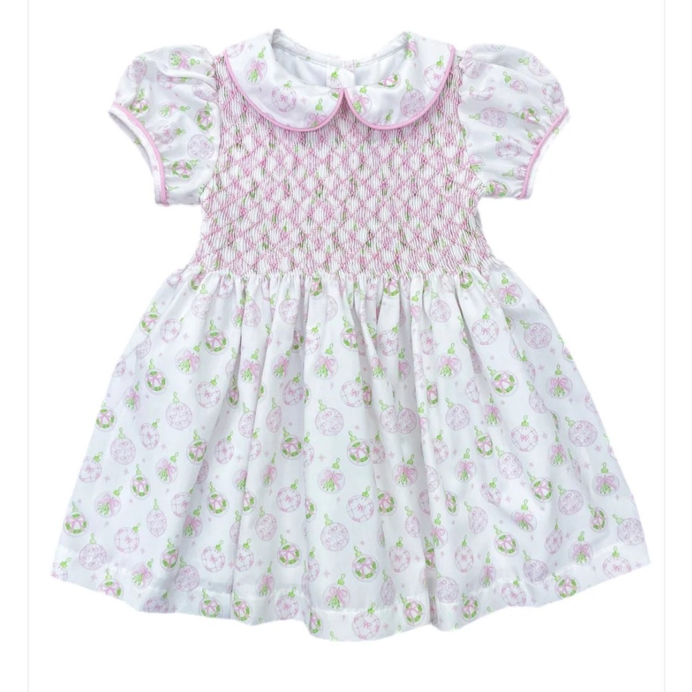 James & Lottie EVERLY SMOCKED DRESS - PINK ORNAMENTS NWOT